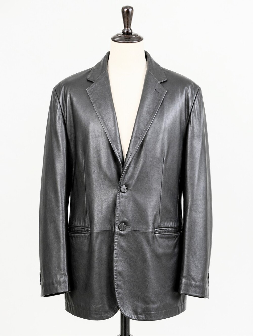 Identity ID Made Italy Nappa Leather Blazer Black XL EU 54 Quiet Luxury Jacket
